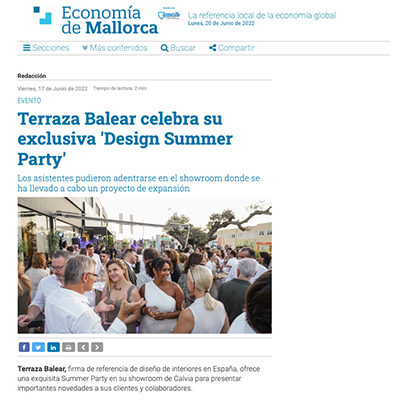 Economía de Mallorca bezeichnet die Terraza Balear Design Summer Party als eine der wichtigsten Veranstaltungen